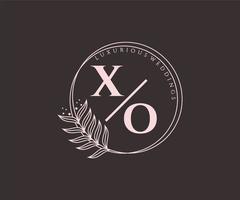 xo initials brief hochzeitsmonogramm logos vorlage, handgezeichnete moderne minimalistische und florale vorlagen für einladungskarten, save the date, elegante identität. vektor