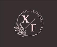 xf initialer brev bröllop monogram logotyper mall, hand dragen modern minimalistisk och blommig mallar för inbjudan kort, spara de datum, elegant identitet. vektor