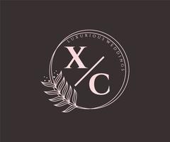 xc initialer brev bröllop monogram logotyper mall, hand dragen modern minimalistisk och blommig mallar för inbjudan kort, spara de datum, elegant identitet. vektor