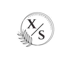 xs Initialen Brief Hochzeit Monogramm Logos Vorlage, handgezeichnete moderne minimalistische und florale Vorlagen für Einladungskarten, Datum speichern, elegante Identität. vektor