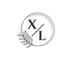 xl initialen brief hochzeitsmonogramm logos vorlage, handgezeichnete moderne minimalistische und florale vorlagen für einladungskarten, datum speichern, elegante identität. vektor