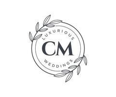 cm Initialen Brief Hochzeit Monogramm Logos Vorlage, handgezeichnete moderne minimalistische und florale Vorlagen für Einladungskarten, Datum speichern, elegante Identität. vektor