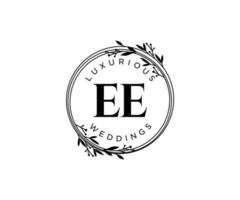 ee initialer brev bröllop monogram logotyper mall, hand dragen modern minimalistisk och blommig mallar för inbjudan kort, spara de datum, elegant identitet. vektor