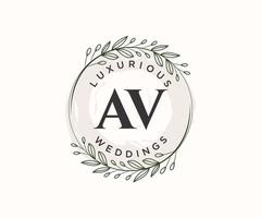 av initialen brief hochzeit monogramm logos vorlage, handgezeichnete moderne minimalistische und florale vorlagen für einladungskarten, datum speichern, elegante identität. vektor