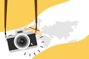 hängande vintage kamera resor bakgrund vektor