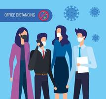 Kampagne der sozialen Distanzierung im Büro für Covid 19 mit Geschäftsleuten vektor