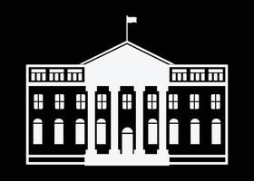 Silhouette des weißen Hauses, Residenz des Präsidenten der Vereinigten Staaten, Zuhause, Büro und Arbeitsplatz vektor