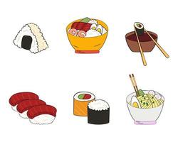 Sushi-Set. Vektor-Illustration auf weißem Hintergrund. vektor