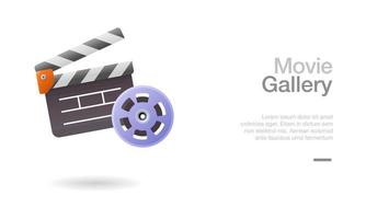 film clapperboard och filma rulle ikon, platt design vektor illustration. lämplig för design av multimedia bakgrund.