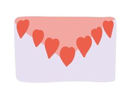 kärlek kuvert med röd hjärtan. hand dragen hälsning kort isolerat på vit bakgrund. vektor
