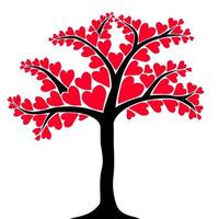 schöner Baum mit roten Herzen als Blätter vektor