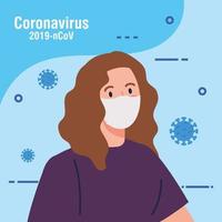 Frau mit medizinischer Schutzmaske gegen Coronavirus 2019 ncov vektor