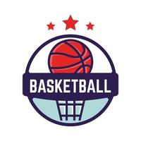 minimalistisk basketboll logotyp emblem mall, med vit isolerat bakgrund vektor