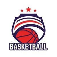 minimalistisk basketboll logotyp emblem mall, med vit isolerat bakgrund vektor