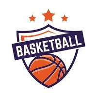 minimalistisk basketboll logotyp emblem mall, med vit isolerat bakgrund vektor