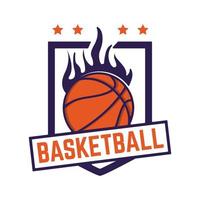 minimalistische Basketball-Logo-Emblem-Vorlage mit weißem, isoliertem Hintergrund vektor