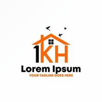 brev eller ord 1kh font med hus tak, fönster, och flygande fåglar bild grafisk ikon logotyp design abstrakt begrepp vektor stock. kan vara Begagnade som en symbol relaterad till fast egendom eller första