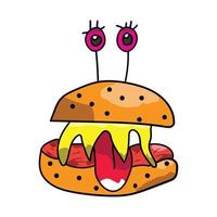 Monster-Burger-Vektorillustrationen für Ihr Arbeitslogo, Merchandise-T-Shirt, Aufkleber und Etikettendesigns, Poster, Grußkarten, die Unternehmen oder Marken bewerben vektor