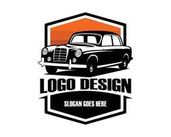 klassisches Muscle-Car-Silhouette-Logo. Premium-Vektordesign. getrennt auf einem weißen Hintergrund, der von der Seite zeigt. am besten für abzeichen, emblem, symbol, aufkleberdesign. verfügbar Folge 10. vektor