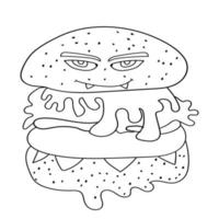 Monster-Burger-Icon-Vektorillustrationen für Ihr Arbeitslogo, Merchandise-T-Shirt, Aufkleber und Etikettendesigns, Poster, Grußkarten, die Unternehmen oder Marken bewerben vektor