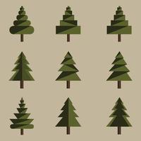 grön tall träd uppsättning vektor