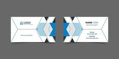 moderne kreative und saubere doppelseitige visitenkartenvorlage. blaue, schwarze und weiße Farbkombination. flache Designvorlage. Schreibwarendesign vektor