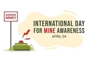 Internationaler Tag des Bewusstseins für Minen am 4. April Illustration mit Treten Sie nicht auf Landminen für Web-Banner in flachen, handgezeichneten Cartoon-Vorlagen