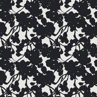 körsbär blomma svartvit sömlös mönster med sakura grenar svart silhuett på ljus bakgrund. platt vektor hand dragen design för mode textil- och tyg.
