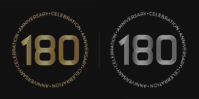 180:e födelsedag. ett hundra och åttio år årsdag firande baner i gyllene och silver- färger. cirkulär logotyp med original- tal design i elegant rader. vektor