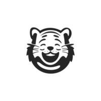 positives Schwarz auf weißem Hintergrund Logo des lachenden Tigers. vektor