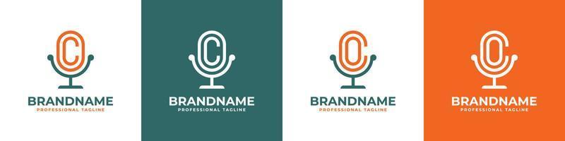 Buchstabe co oder oc Podcast-Logo, geeignet für jedes Geschäft im Zusammenhang mit Mikrofonen mit co oder oc Initialen. vektor