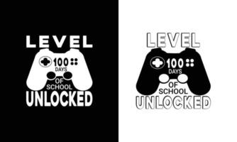 Level 100 freigeschaltetes Gaming-Shirt-Design. vektor