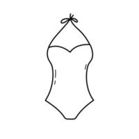weibliche Badeanzugvektorskizzenillustration lokalisiert auf weißem Hintergrund. Badeanzug handgezeichnete Umrisse Doodle-Symbol. vektor