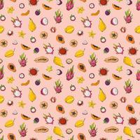 Nahtloses Muster mit exotischen Früchten. design für stoffe, textilien, tapeten, verpackungen. vektor