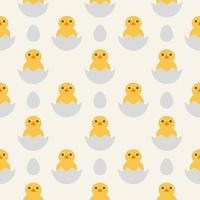 sömlös mönster med kycklingar och ägg på en ljus gul bakgrund vektor konst illustration