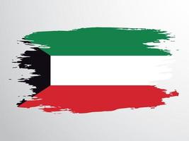 Kuwait-Vektorflagge mit einem Pinsel gemalt vektor