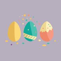 mat tema färgrik påsk ägg samling vektor