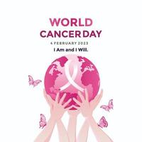 värld cancer dag kampanj logotyp. värld cancer dag affisch eller baner bakgrund vektor illustration