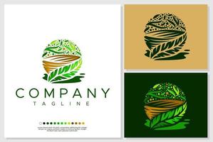 Designvorlage für veganes Logo. Logo-Vektor für vegane Lebensmittel. vektor