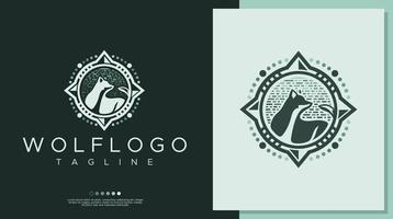 Retro-Wolf-Logo-Design-Vorlage. Abenteuer-Wolf-Logo-Vektorvorlage. vektor