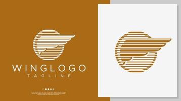 Flugzeugflügel-Logo-Design-Vorlage. Linienflügel-Logo-Vorlage. vektor