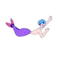 Meerjungfraujunge mit blauen Haaren vektor