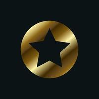 abstrakt gyllene stjärna ikon, symbol, knapp form vektor design, stjärna guld på mörk bakgrund