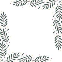 frohe weihnachten rahmen. elegante frohe weihnachten und neujahrskarten 2024 mit kiefernkranz, mistel, winterpflanzen entwerfen illustration für grußkarte. vektor