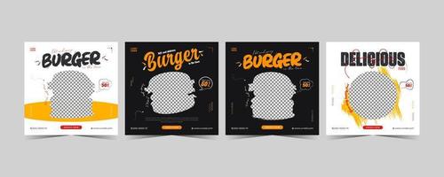 mat social media posta. burger social media baner design vektor mall. fyrkant storlek.