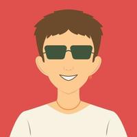 avatar porträtt av eleganta ung man bär solglasögon. platt vektor illustration