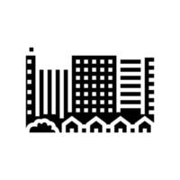 stad stad byggnader och hus glyf ikon vektor illustration