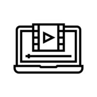 film ansehen auf laptop linie symbol vektor illustration