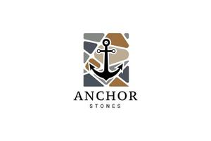 Marine-Retro-Embleme-Logo mit Anker, Anker-Logo - Vektor