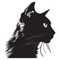 Katzengesichtsvektorillustration, Katzenkopfvektorschattenbildillustration. vektor